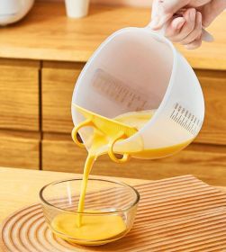 Large-capacity egg liquid filter with scale, rice washing cup, egg beating and filtering bowl, kitchen baking soybean milk mixing bowl