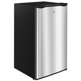 3.2 Cu.Ft Mini Fridge Freezer, Single Door with Adjustable Thermostat, Reversible Door for Dorm, Silver