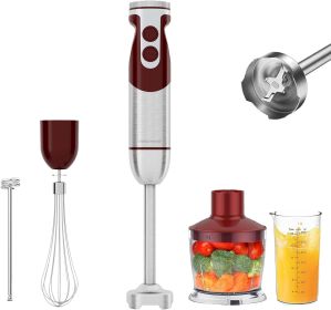 5-in-1 Immersion Hand Blender Set with Variable Speed, 400W, Stainless Steel - Includes Chopper, Whisk, Milk Frother, and Beaker - Ideal for Soup