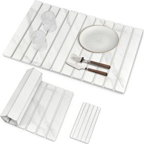 Foldable Stone Bath Mat, Non Slip Large Diatomaceous Shower Mat, Super Absorbent Quick Drying Stone Mat for Bathroom Kitchen Floor Counter Sink (Color: Texture color)