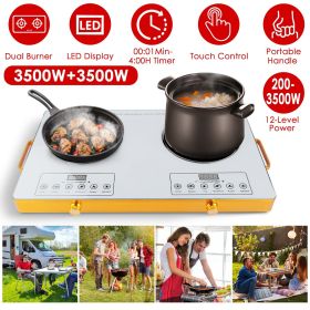 7000W Electric Double Ceramic Stove/ 3500W Electric Single Ceramic Stove Options 3 Colors Available (Color: White, Type: 7000W Double Burner)