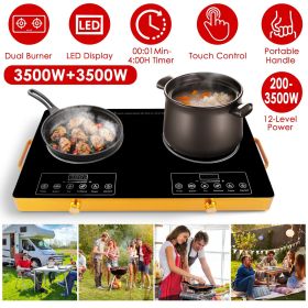 7000W Electric Double Ceramic Stove/ 3500W Electric Single Ceramic Stove Options 3 Colors Available (Color: Black, Type: 7000W Double Burner)
